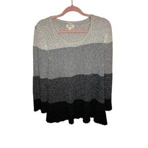 Style & Co grey colorblocked knit flare sleeve sweater size large